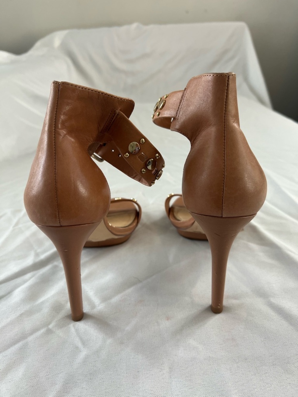 Gianni Bini Brown Studded Ankle-Strap High Heels Size 8 - Picture 5 of 7